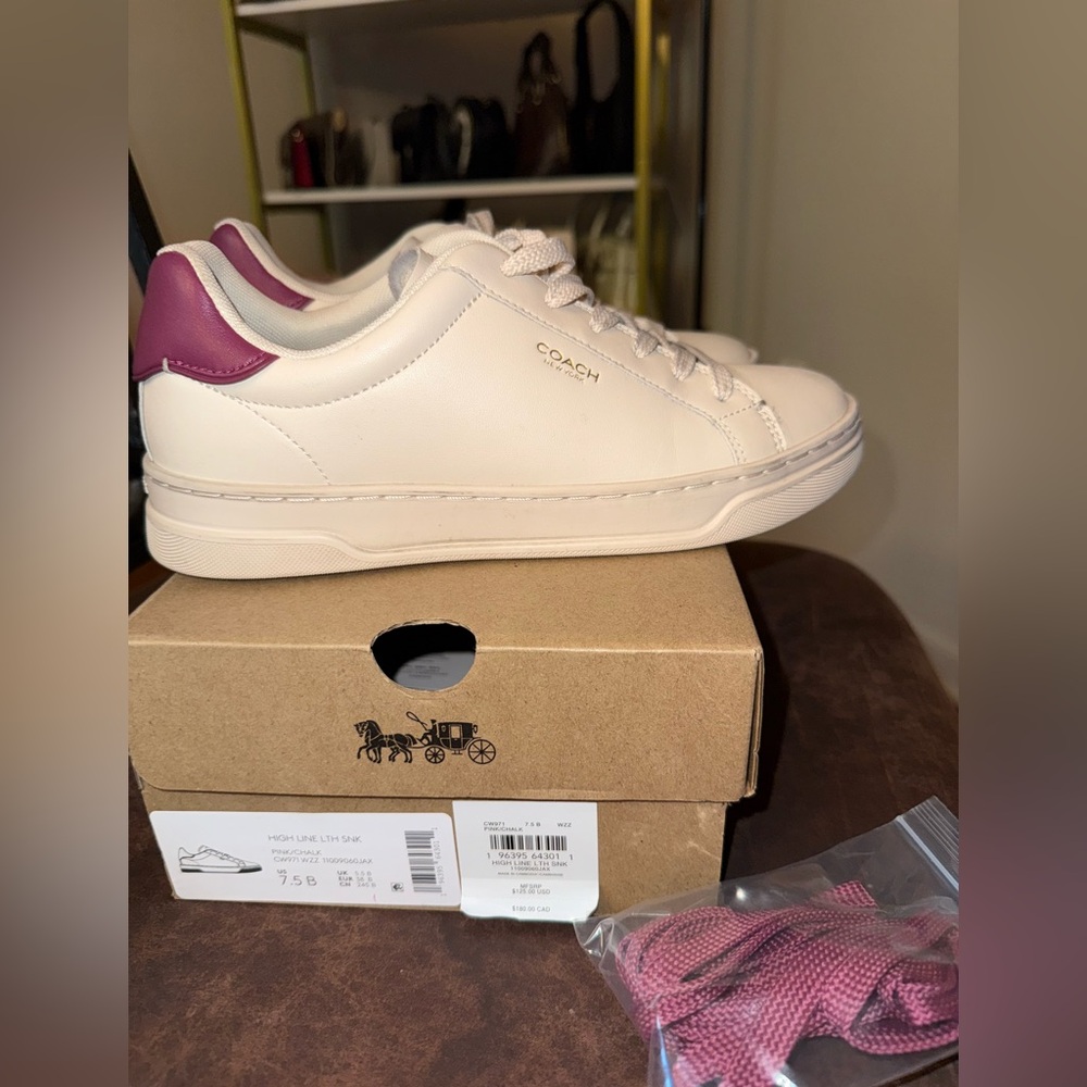 Coach Cream and Purple Sneakers